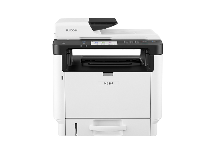 Ricoh M320f em um ambiente de escritório moderno